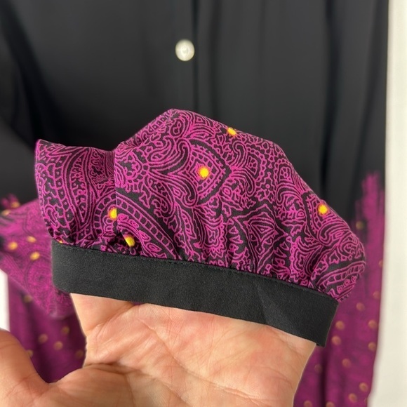 Yoana Baraschi 100% Silk Shift Dress Women's 4 Fuchsia Black Paisley EUC - Picture 4 of 10